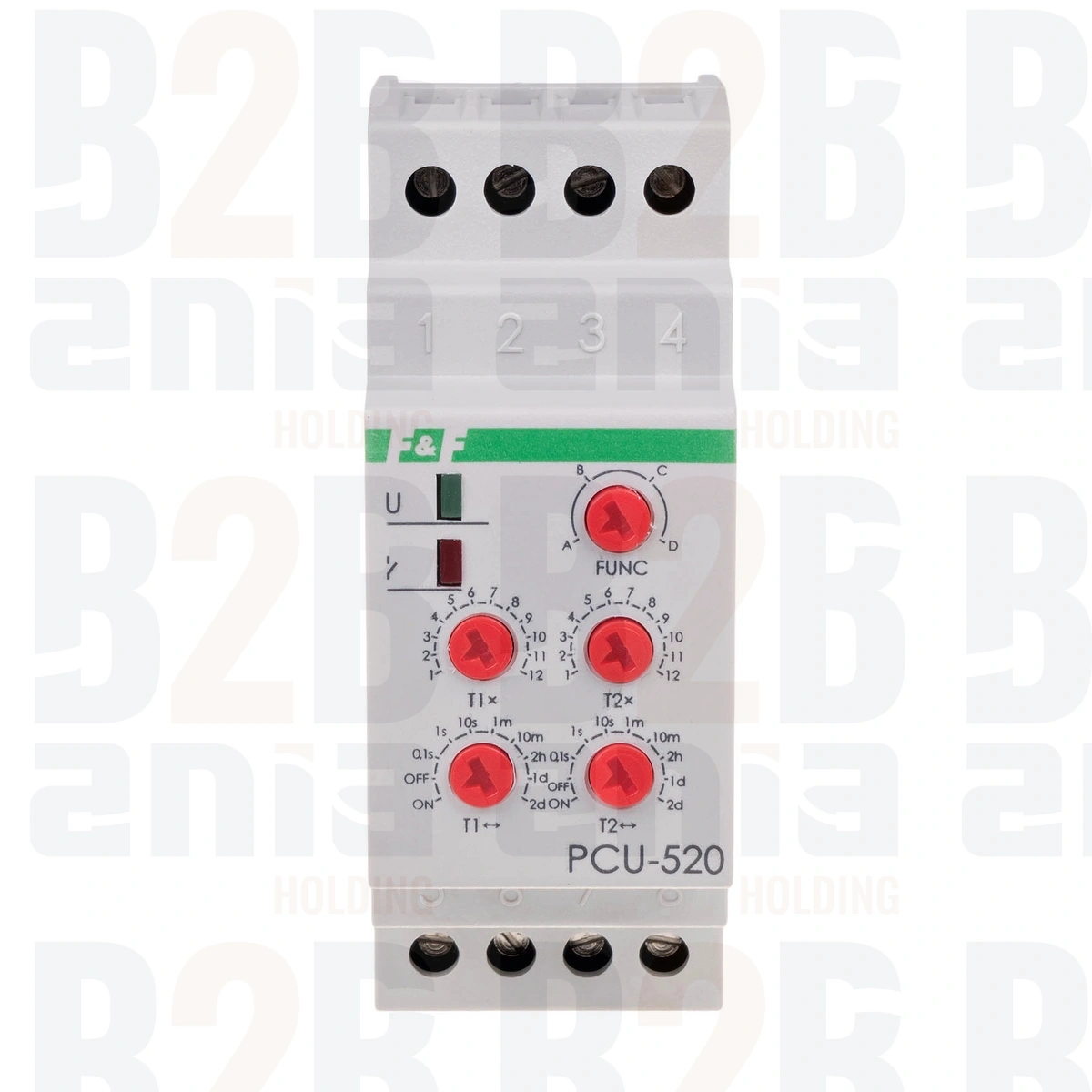 Przekaźnik czasowy 2-funkcyjny (nastawa 2 czasów T1 T2, styk: 2xNO/NC 230V PCU-520
