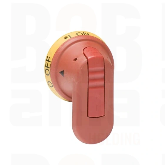 OHY65J6E00S Rączka żółto-czerwona IP65, długość 65mm, na wałek 6mm, oznaczenie: I-0/ON-OFF, blokada kłódkowa w pozycji OFF, blo