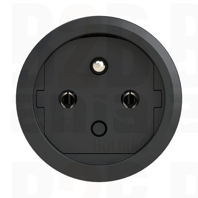 Rozgałęziacz potrójny z klapką i z bolcem uziemnienia 16A 2P+Z 230V IP44, czarny