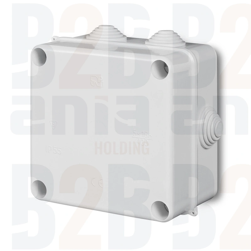 PK-5 puszka natynkowa 133x133x83 6 dławic IP 55 - kolor biały