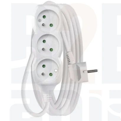 Przedłużacz 5 m / 3 gniazda / biały / PVC / 1 mm2