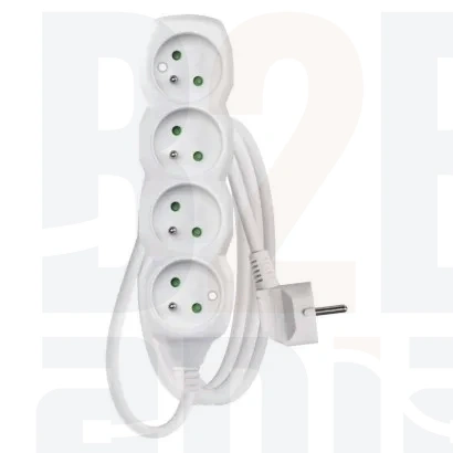 Przedłużacz 1,5 m / 4 gniazda / biały / PVC / 1 mm2