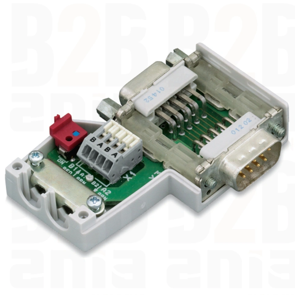 Wtyk PROFIBUS z wtykiem i gniazdem D-Sub 9-bieg., jasnoszary