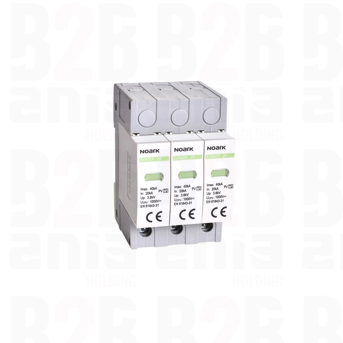 Ex9UEP 20 3P 1000 (N) Ogr. przepięć SPD Ex9UEP, typ II, 1000 V DC, 3 moduły szer., dla nieuziemionych systemów PV
