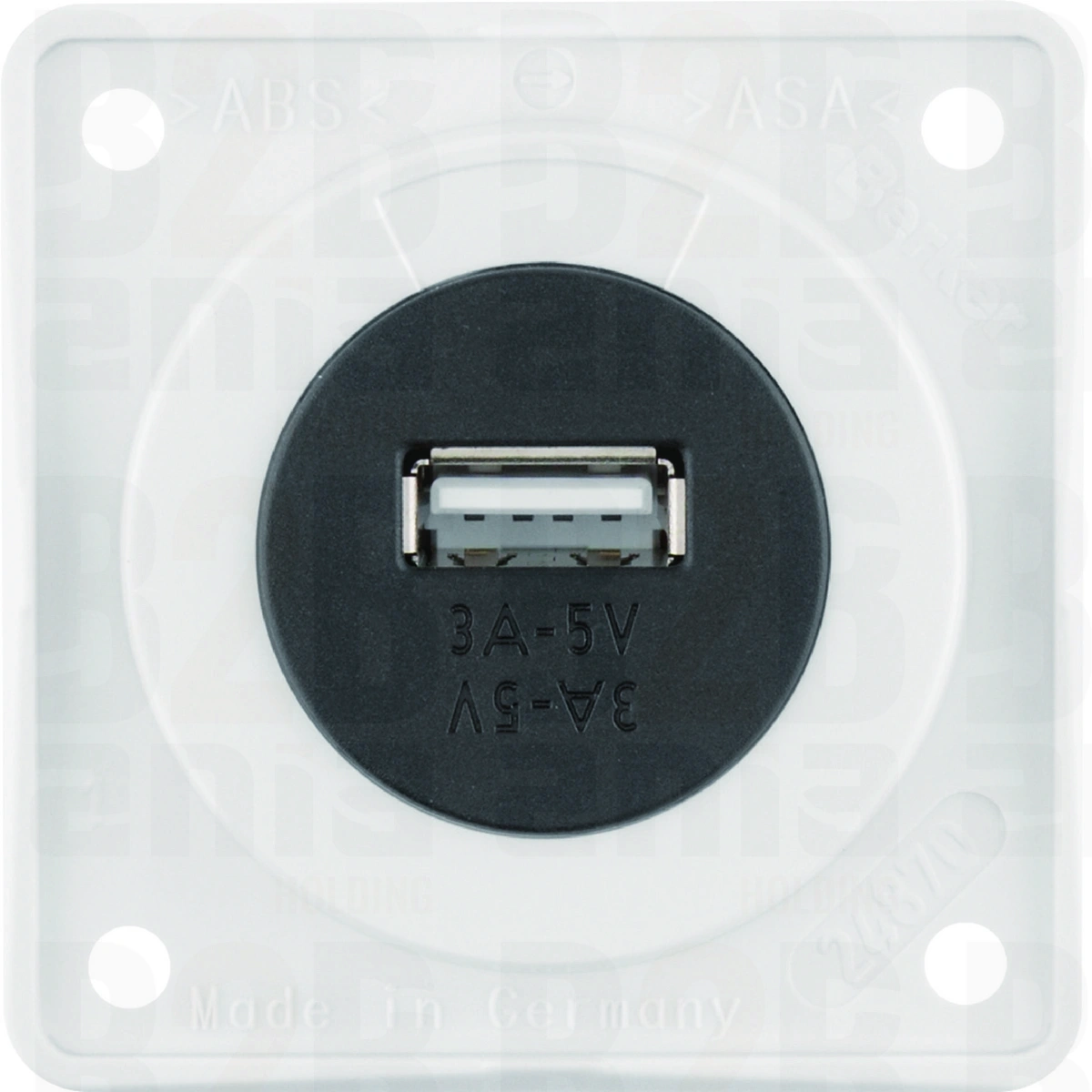 Integro Gniazdo USB ładowania pojedyncze 12V, 3A; biały połysk, mechanizm czarny