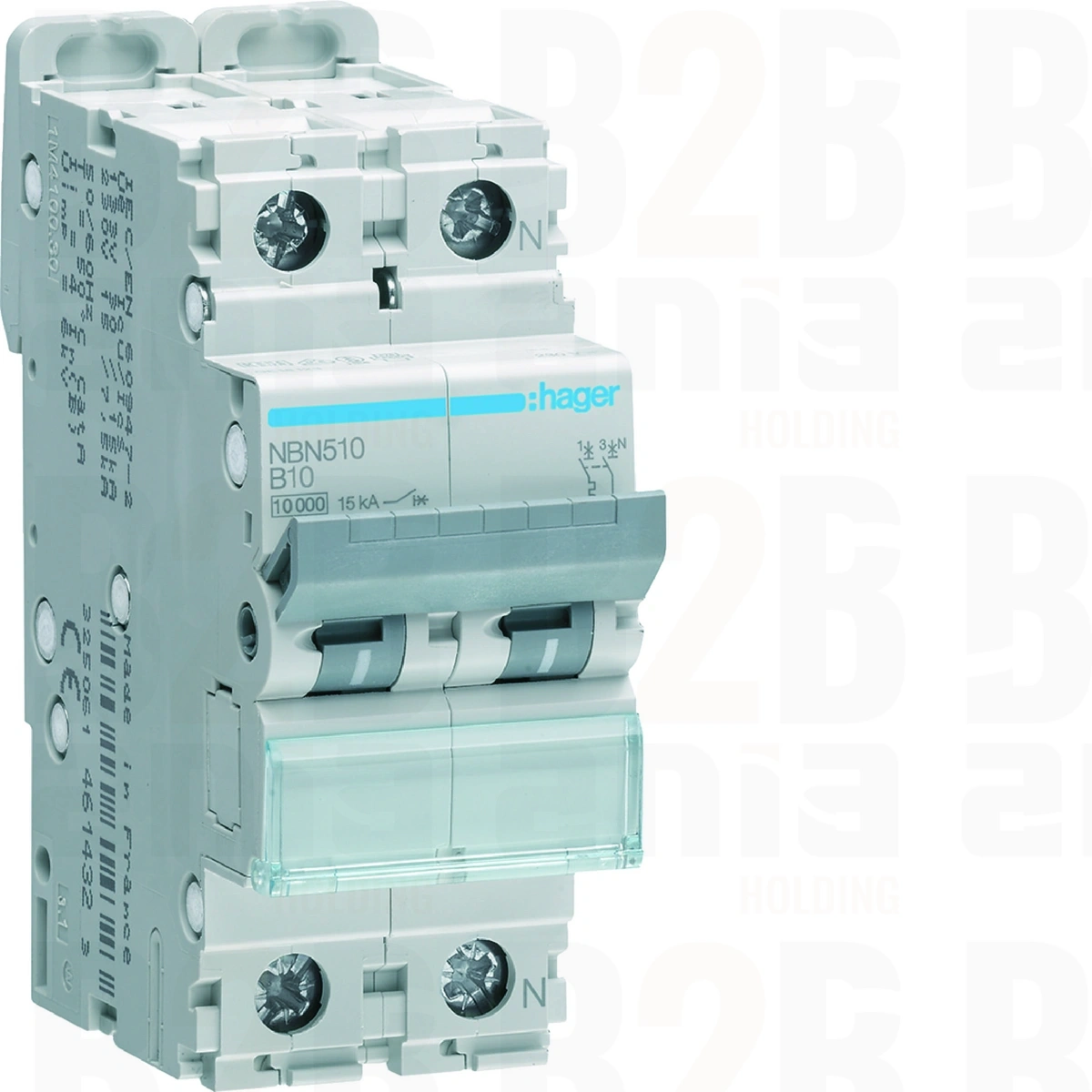 MCB Wyłącznik nadprądowy Icn=10000A / Icu=15kA 1P+N B 10A