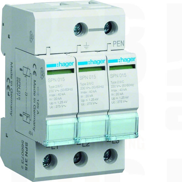 SPD Ogranicznik przepięć T2 3P sieć TN-C In=20kA Up≤1,25kV