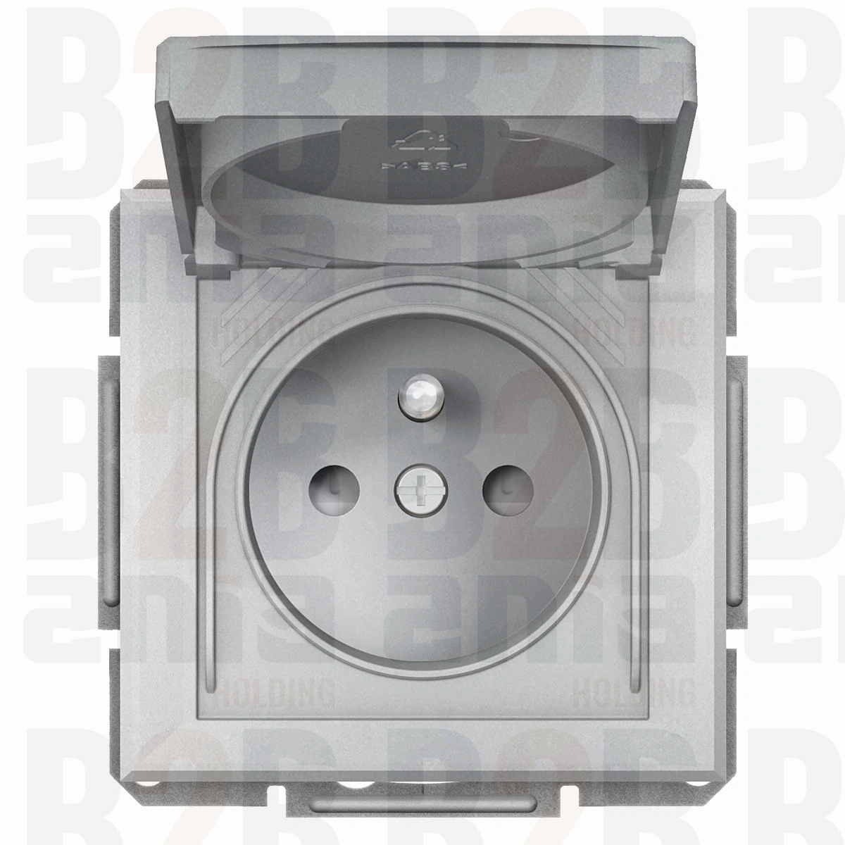 Asfora, gniazdo 2P+PE, IP44, do systemu ramkowego, aluminium