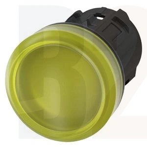 Sygnalizator świetlny, 22 mm, okrągły, tworzywo sztuczne, żółty, soczewka, matowy