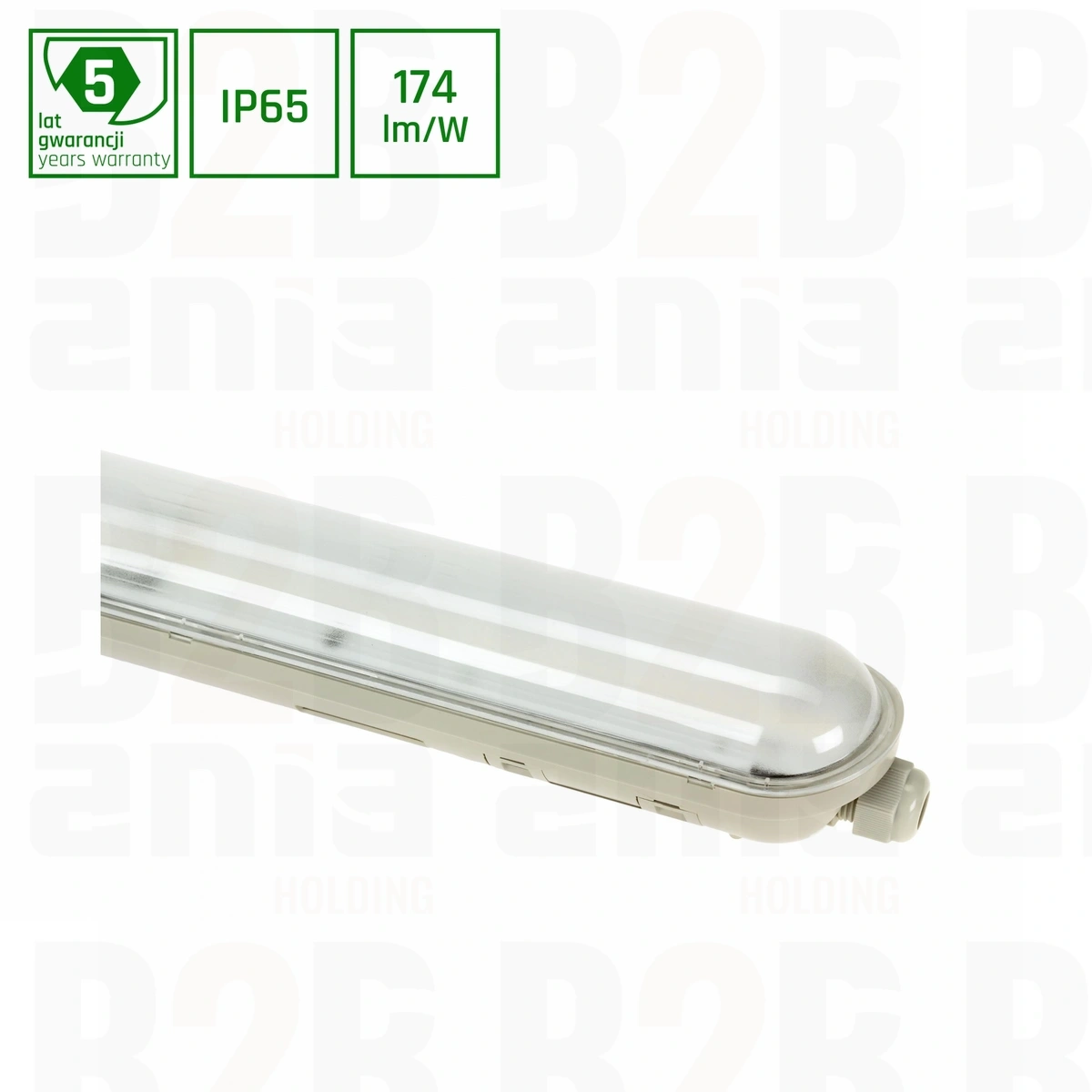 LIMEA GIGANT HERMETYK 1200mm 38W CW 230V 120ST IP65 IK10 1190x72x70mm SZARY 5 LAT GW.